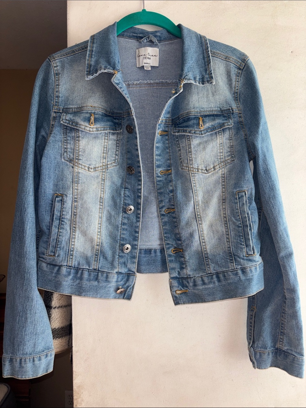 Love Tree Light Blue Washed Denim Jacket
